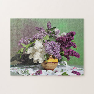 Floral Paarse en White Lilacs Bouquet Photo Legpuzzel