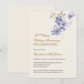 Floral Paarse Goud 50ste bruiloft Jubileum Kaart (Voorkant / Achterkant)