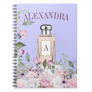 Floral Paarse parfume Fles Monogram Notitieboek
