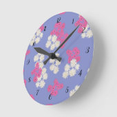Floral Paarse patroonwandklok Ronde Klok (Hoek)