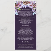 Floral Paarse Waterverf Wedding Programme Programma (Achterkant)