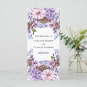 Floral Paarse Waterverf Wedding Programme Programma (Staand voorkant)