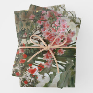 Floral Painting Side of a Greenhouse Inpakpapier Vel