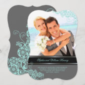 Floral Paisley Boho  Chic Photo Wedding Kaart (Voorkant / Achterkant)