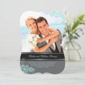 Floral Paisley Boho  Chic Photo Wedding Kaart (Staand voorkant)