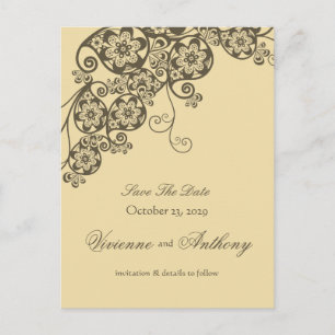 Floral Paisley Elegant Chic slaat de datum op Aankondigingskaart