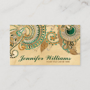 Floral Paisley Ornament Malachite en Gold Visitekaartje