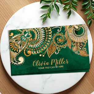 Floral Paisley Ornament Malachite en Gold Visitekaartje