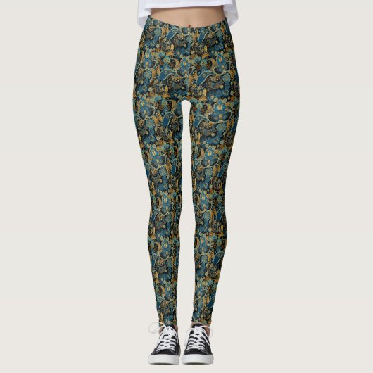 Floral Paisley Print Pattern Leggings (Voorkant)