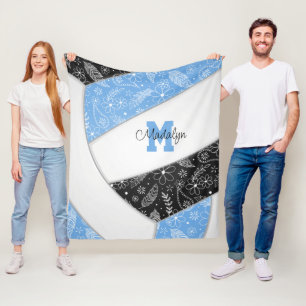 floral paisley veren lt blue volleyball fleece deken