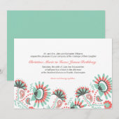 Floral Paisley Wedding Invitation Kaart (Voorkant / Achterkant)