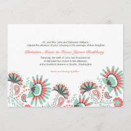 Floral Paisley Wedding Invitation Kaart