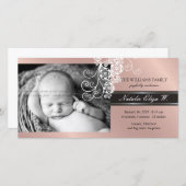 Floral Paisley White Birth Announding Photo Card Aankondiging (Voorkant / Achterkant)