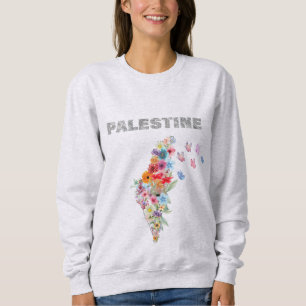 Floral Palestine Kaart Ontwerp   Pro Palestine Trui