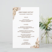 Floral Pampa Grass Mariage Dîner Menu (Debout devant)