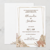 Floral Pampa Grass Wedding Invitation Kaart (Voorkant / Achterkant)