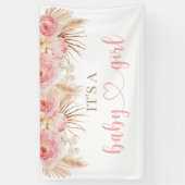Floral Pampas Boho rose bannière bébé (Vertical)
