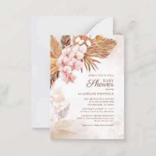 Floral Pampas Grass Boho Terracotta Baby shower Notitiekaartje