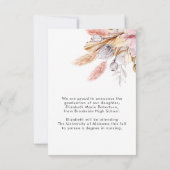 Floral Pampas Grass Foto Afstuderen Aankondiging (Achterkant)