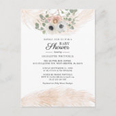 Floral Pampas Grass Girl Baby shower Uitnodiging Briefkaart (Voorkant)