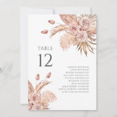 Floral Pampas Grass Numéro de table Mariage Siège (Devant)