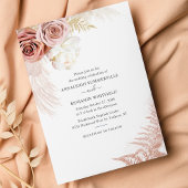 Floral Pampas Grass Terracotta Script Wedding Kaart