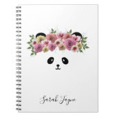 Floral Panda Bear Girl Nom du journal Carnet (Devant)