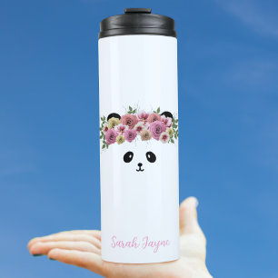 Floral Panda Beer Girl Stylish Thermal Tumbler Thermosbeker