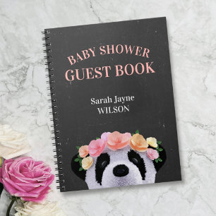Floral Panda Girl Baby shower Guest Book Notitieboek