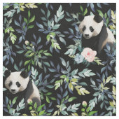 Floral Panda Pattern Stof (Close Up)