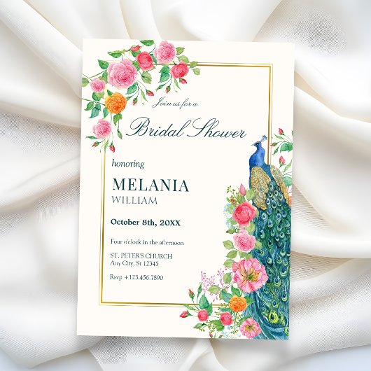 Floral paon nuptiale invitation