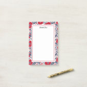 Floral papaver rood en blauw post-it® notes (Op bureau)