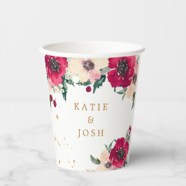 Floral-papierbekertjes van de Waterverf Bourgogne Papieren Bekers