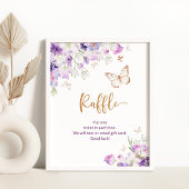 Floral Papillon d'or violet Poster Raffle