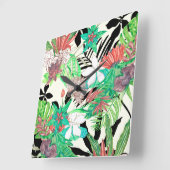 Floral Paradise II Vierkante Klok (Hoek)