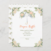 Floral Paraplu Baby shower Luier Raffle Informatiekaartje (Voorkant / Achterkant)