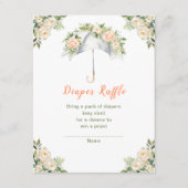 Floral Paraplu Baby shower Luier Raffle Informatiekaartje (Voorkant)