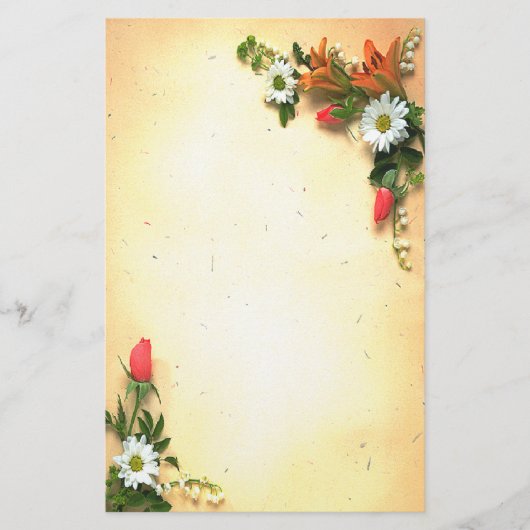  "Floral Parchment Design Stationery" Briefpapier (Voorkant)