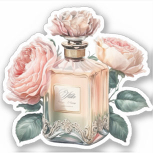 Floral parfum fles sticker