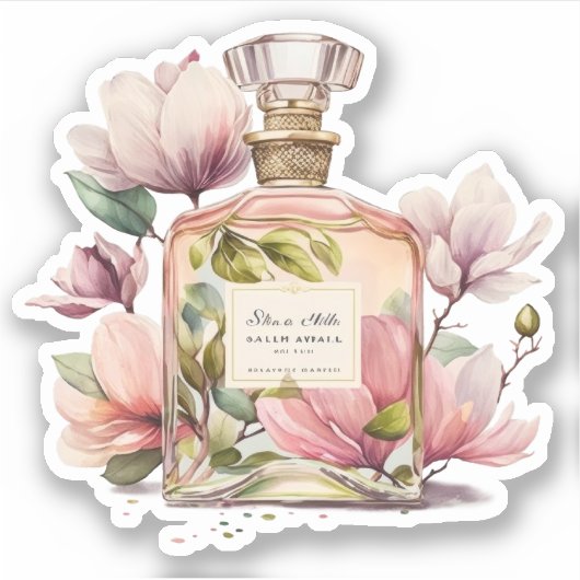 Floral parfum fles sticker (Voorkant)