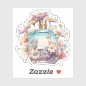 Floral parfum fles sticker (Vel)
