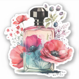 Floral parfum fles sticker
