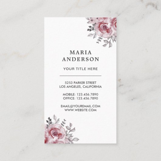 Floral parfume Waterverf Rustisch Visitekaartje (Achterkant)