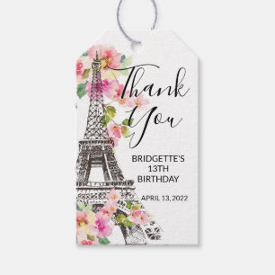 Floral Paris Eiffel Tower Birthday Party Favor Cadeaulabel