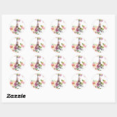 Floral Paris Eiffel Tower Envelope Seals Ronde Sticker (Vel)