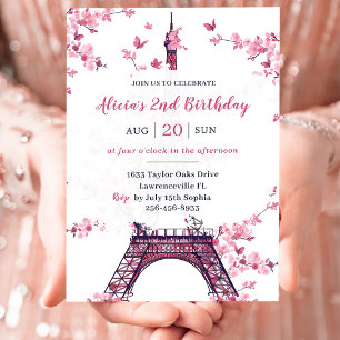 Floral Paris Eiffeltoren 2e verjaardag Kaart