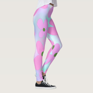 Floral Pastel Abstract Faux Holografisch Roze Snoe Leggings
