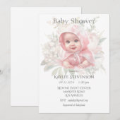 Floral Pastel Baby Girl Douche Invitation (Devant / Derrière)