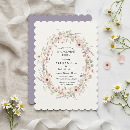 Floral Pastel Engagement Party Invitation