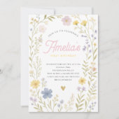 Floral Pastel Fleur sauvage Invitation d'anniversa (Devant)